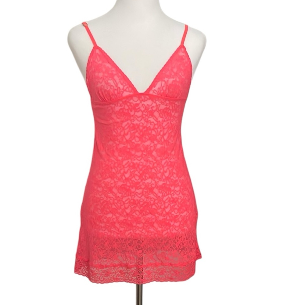 NWOT Vintage Victoria Secret Lace Chemise in Vibrant Orange